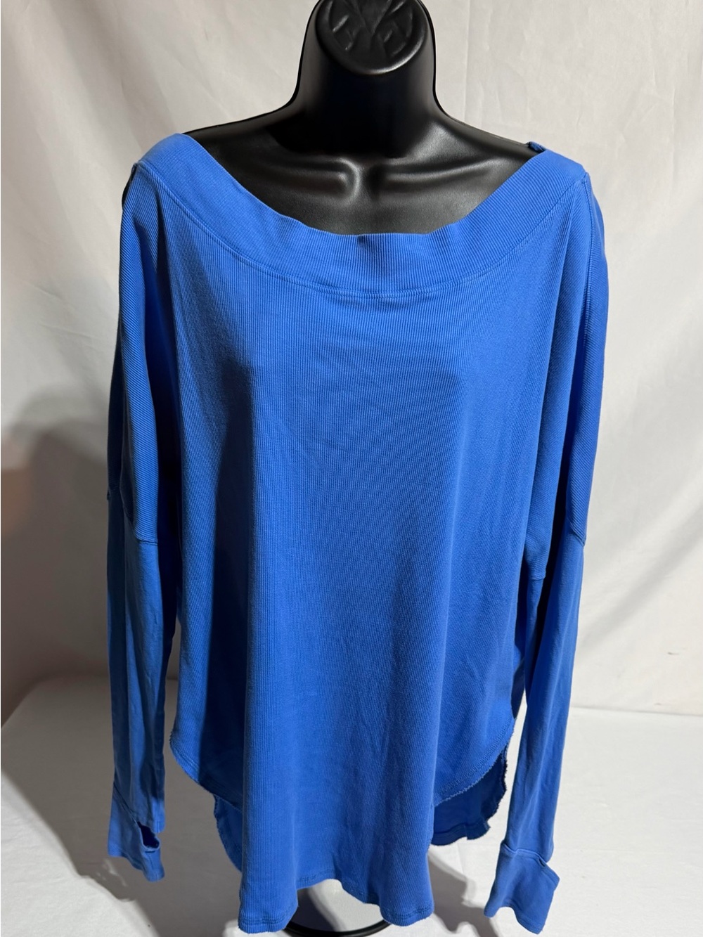 Free People Movement We The Free Blue Ribbed Thermal Long Sleeve Top - Small